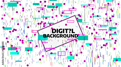Abstract digital geometric background. Bright color data chaos. Glitch and noise defect and distortion