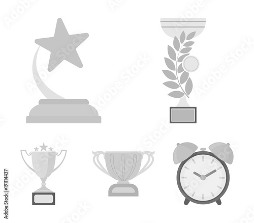 Gold Cup monochrome icons in set collection for design. Winners Cup vector symbol stock web illustration.