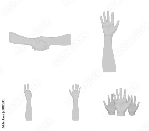 Sign Language monochrome icons in set collection for design.Emotional part of communication vector symbol stock web illustration.