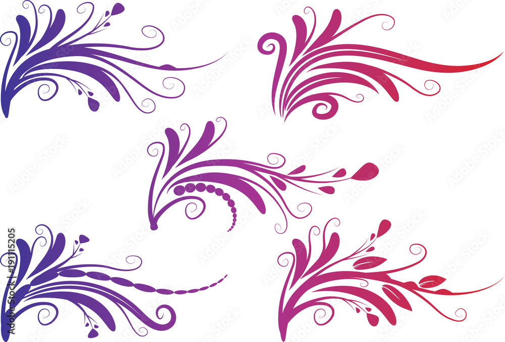 Calligraphic decorative elements with lines Calligraphic decorative elements with lines