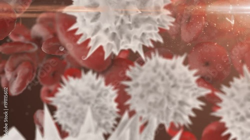 Red and white blood cell in a vein, artery, or capillary 3d render photo