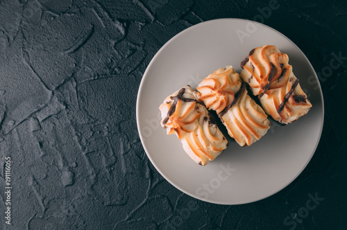 curd cake on a wooden background photo