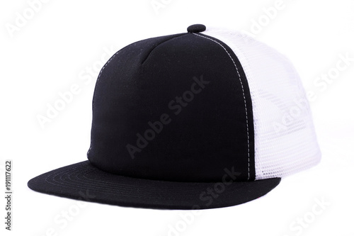 Black-and-white cap, baseball cap, Cap isolated white background