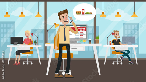 Businessman ordering food.