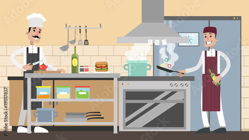 Kitchen in restaurant.