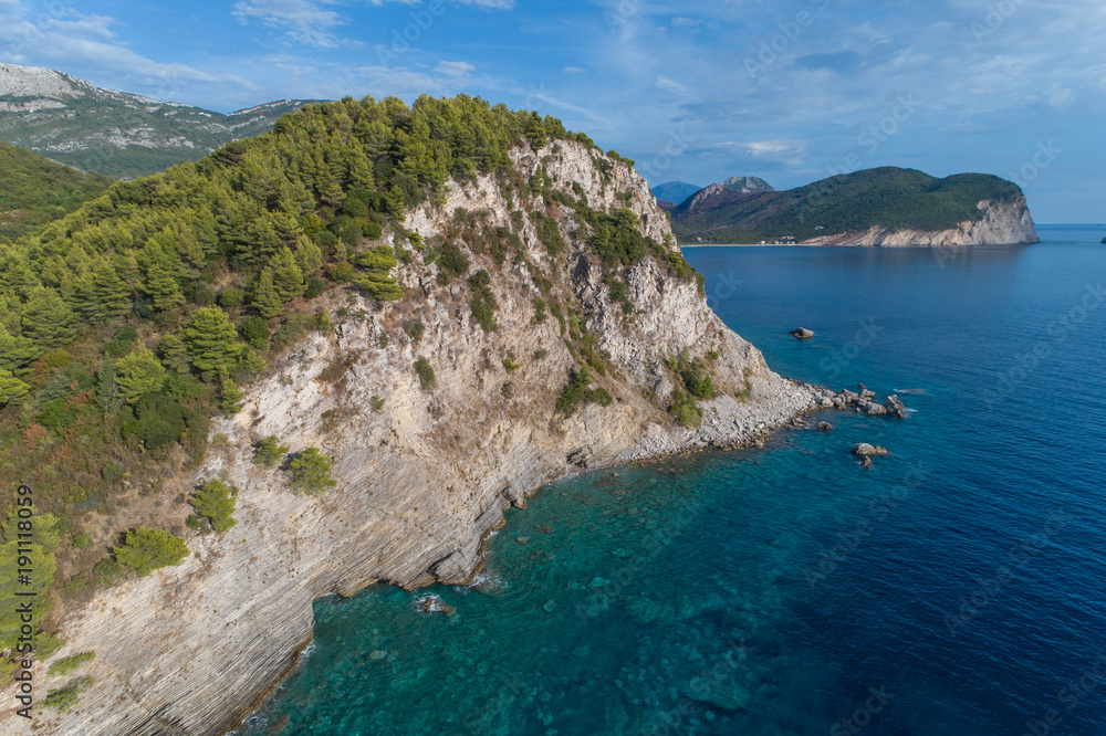Fototapeta premium Aerial view of the coast of Montenegro 