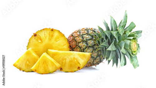 pineapple whit slices isolated on a white background