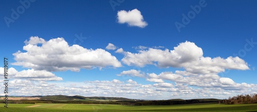 Beautiful clouds on sky  panoramic view