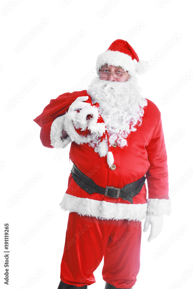 Santa Claus with Christmas Gift, isolated on white background. Santa Claus with Christmas Gift, isolated on white background.