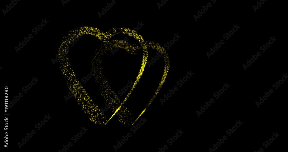 two hearts appearing as a line of flickering stars and then transforming into a yin yang symbol on a black background two hearts appearing as a line of flickering stars and then transforming into a yin yang symbol on a black background