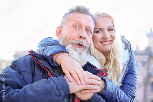 Happy mature couple outdoors
