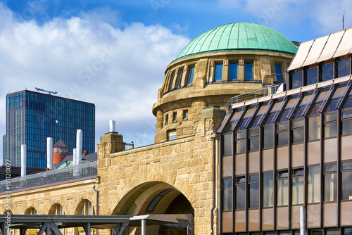 View of St. Pauli's Pier Landungsbrücken station in Hamburg photo