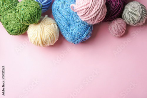 Knitting threads on color background