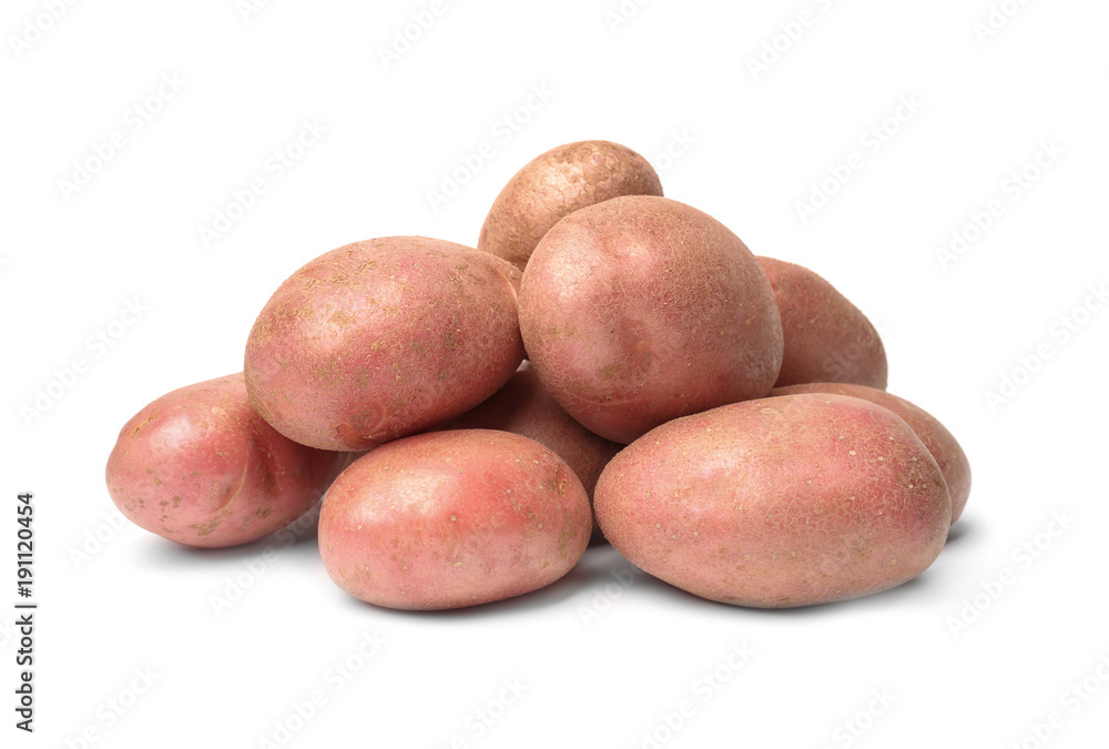 Fresh raw potatoes on white background Fresh raw potatoes on white background