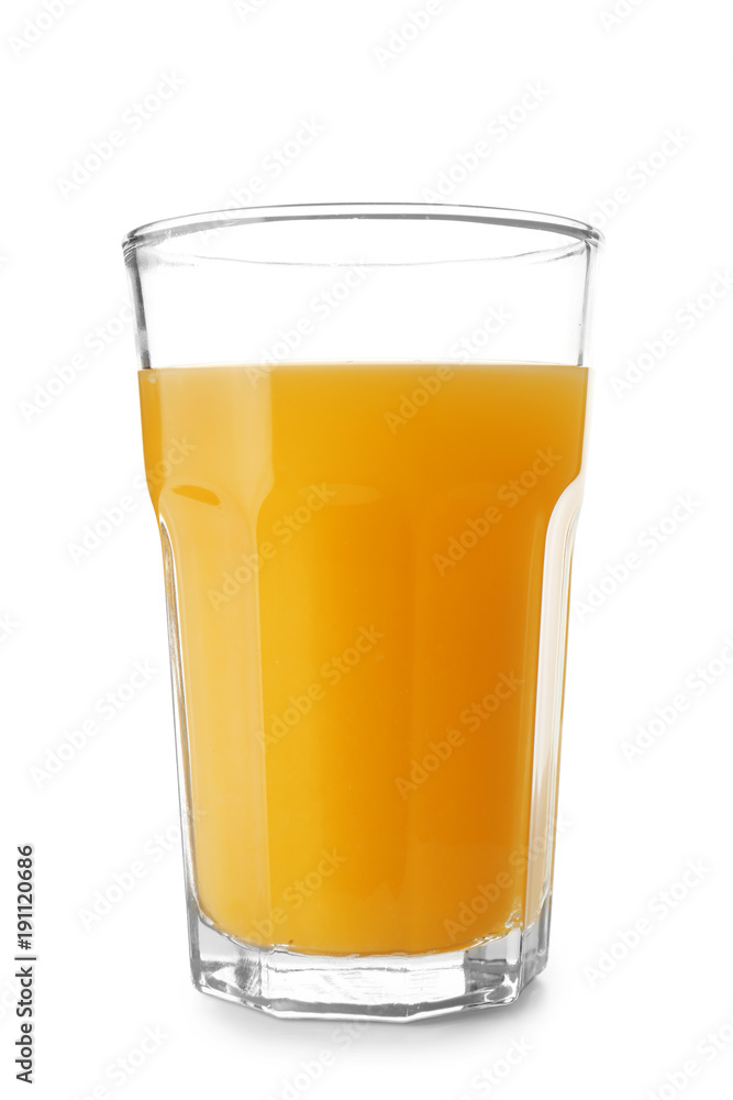 Glass of fresh orange juice on white background Glass of fresh orange juice on white background
