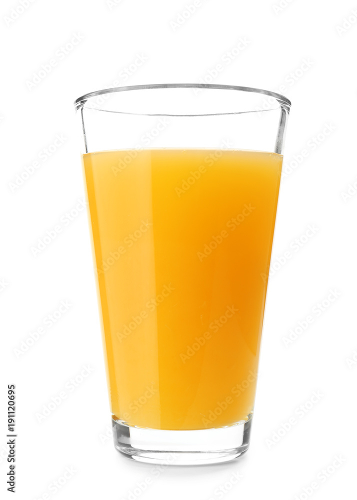 Glass of fresh orange juice on white background Glass of fresh orange juice on white background