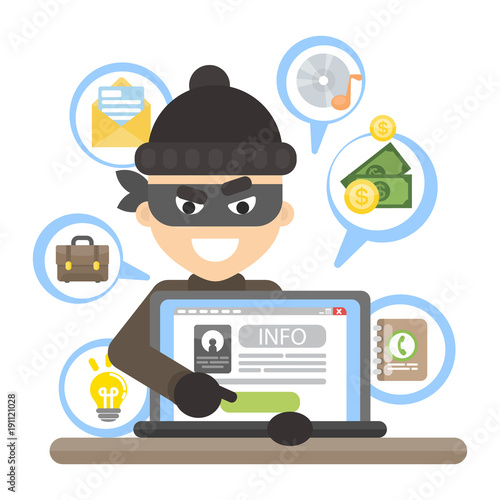 Thief with laptop.