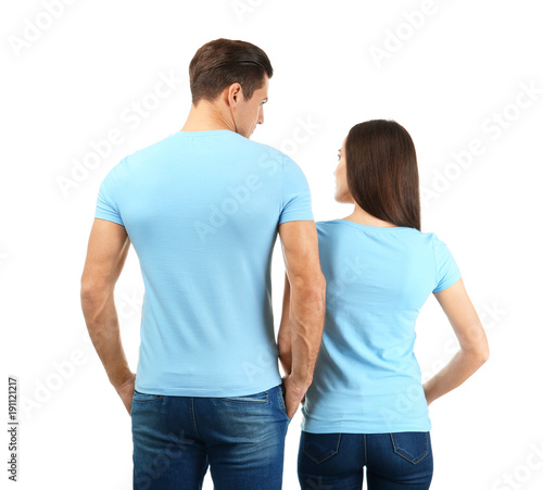 Young man and woman in styl...