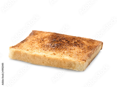 Toasted bread on white background