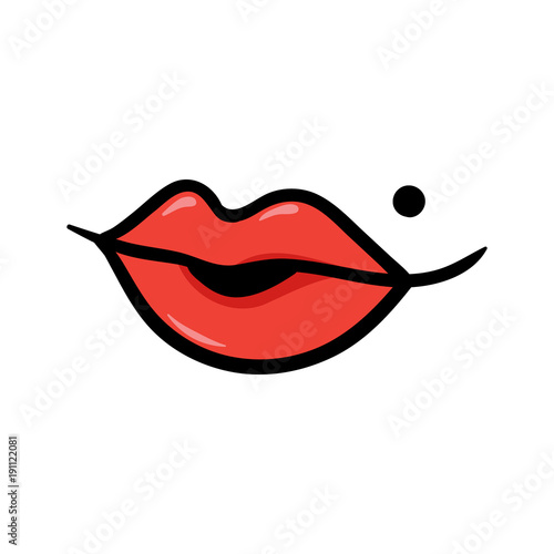 Cartoon Sexy Lips Vector Illustration