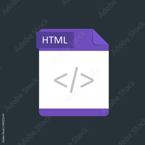 HTML file type icon. Vector illustration isolated on a dark blue background