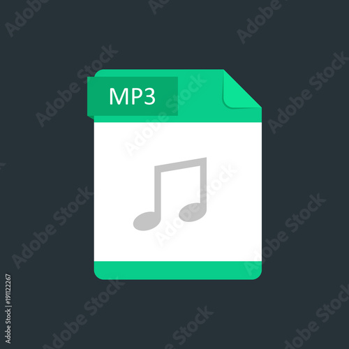 MP3 file type icon. Vector illustration isolated on a dark blue background photo