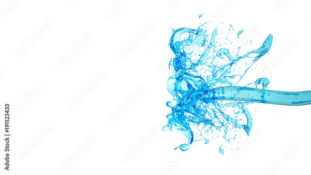 Fototapeta premium Splash of water. 3d illustration, 3d rendering.
