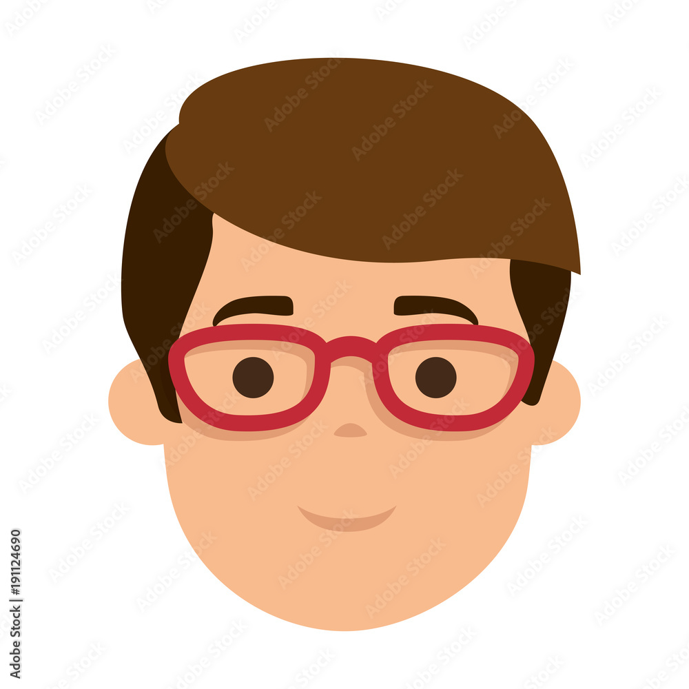 young man head with glasses avatar character vector illustration design