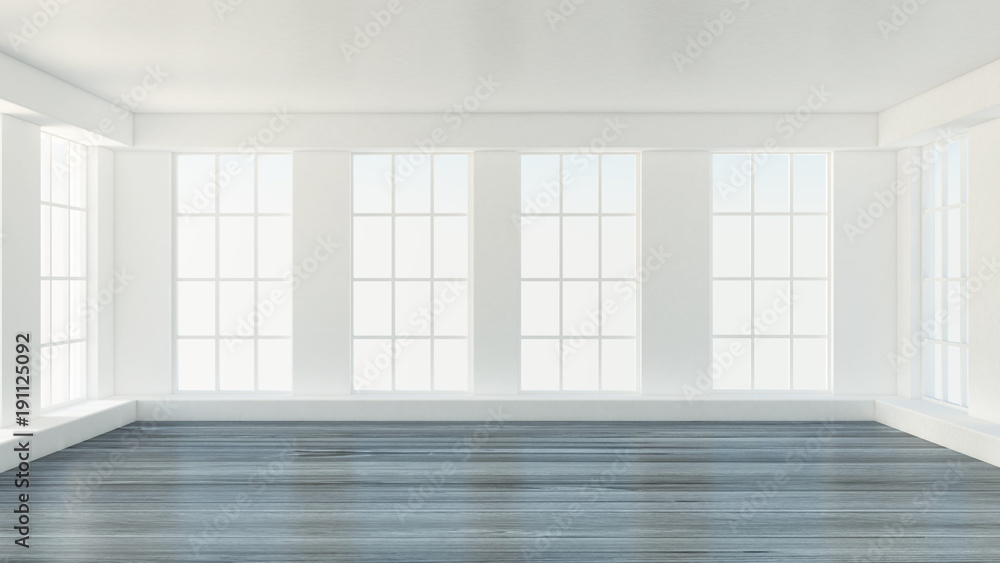 Obraz premium White interior room. 3d illustration, 3d rendering.