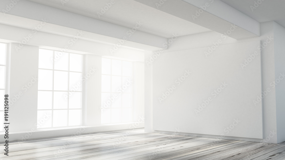 Fototapeta premium White interior room. 3d illustration, 3d rendering.
