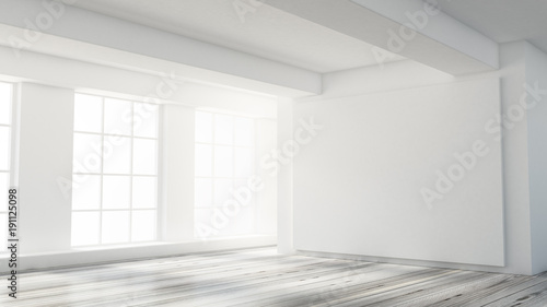 White interior room. 3d illustration, 3d rendering.