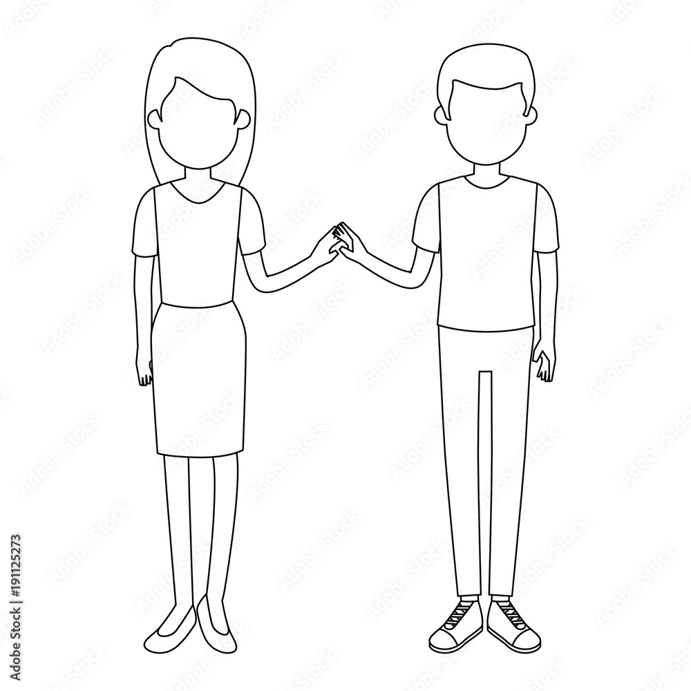 lovers couple avatars characters vector illustration design