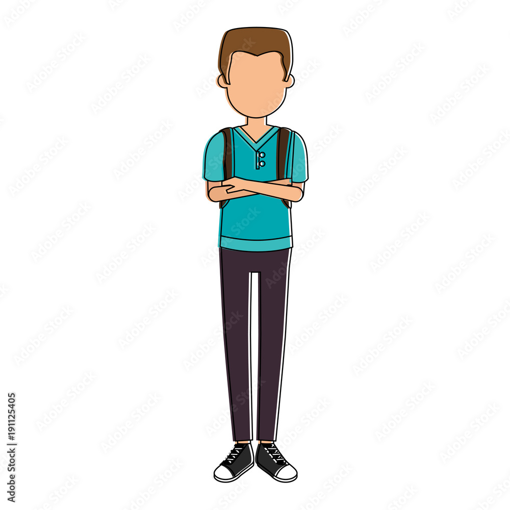 young man with school bag avatar character vector illustration design young man with school bag avatar character vector illustration design
