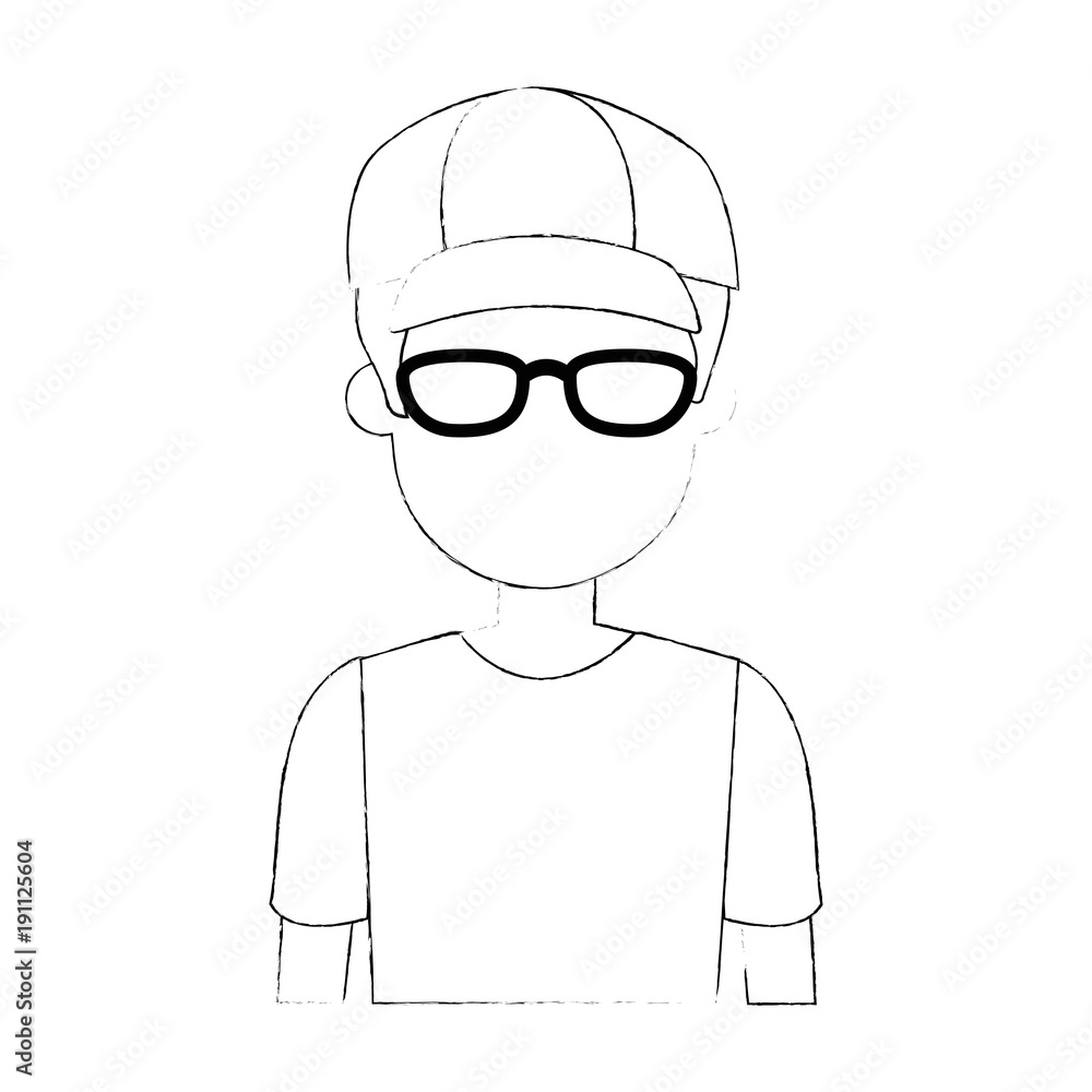 young man with glasses avatar character vector illustration design