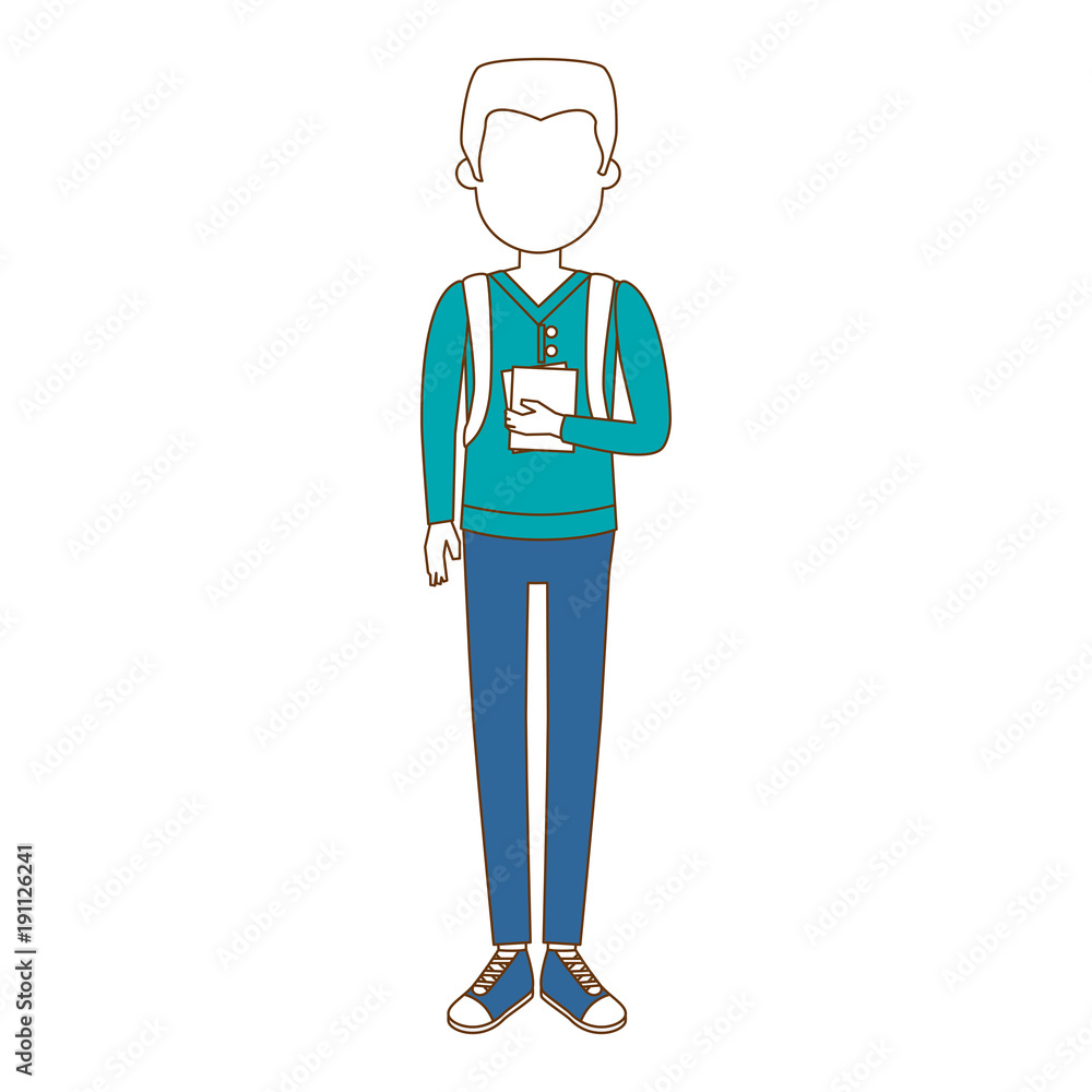 young man with school bag avatar character vector illustration design young man with school bag avatar character vector illustration design
