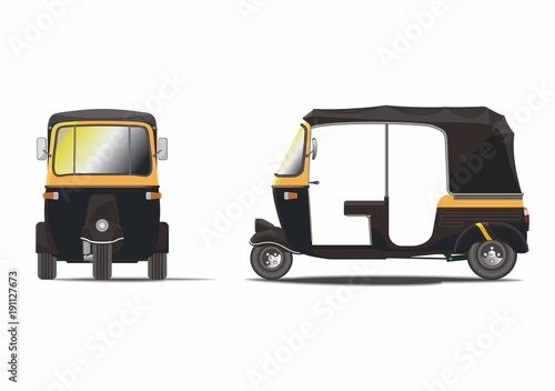 Classic black rickshaw vector photo