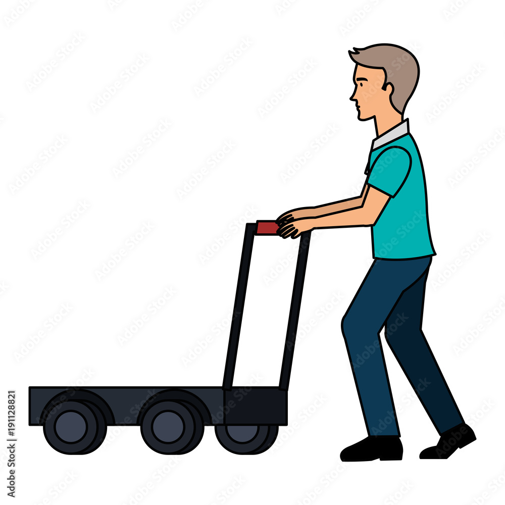 delivery worker with cart avatar character vector illustration design delivery worker with cart avatar character vector illustration design
