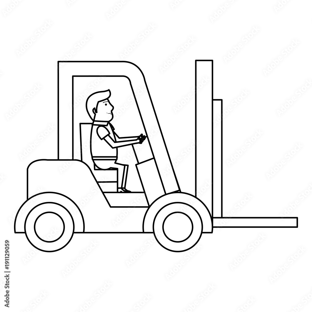 forklift vehicle with driver vector illustration design