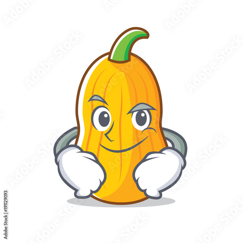 Smirking butternut squash character cartoon