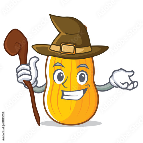 Witch butternut squash mascot cartoon