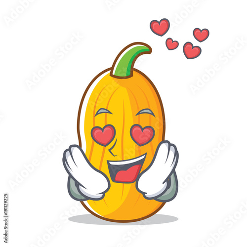 In love butternut squash mascot cartoon