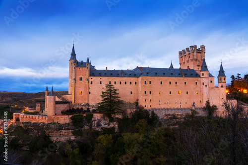 Dusk view of Alcazar of Segovia