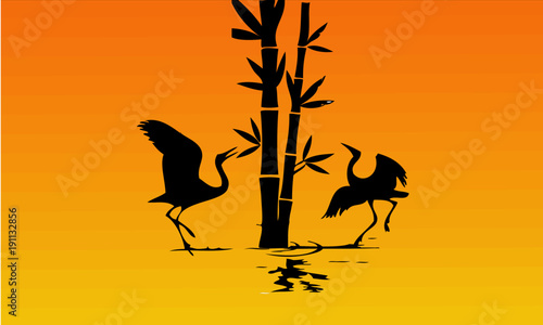 egret and cutout design