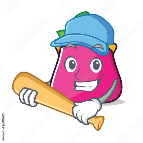 Playing baseball purse character cartoon style