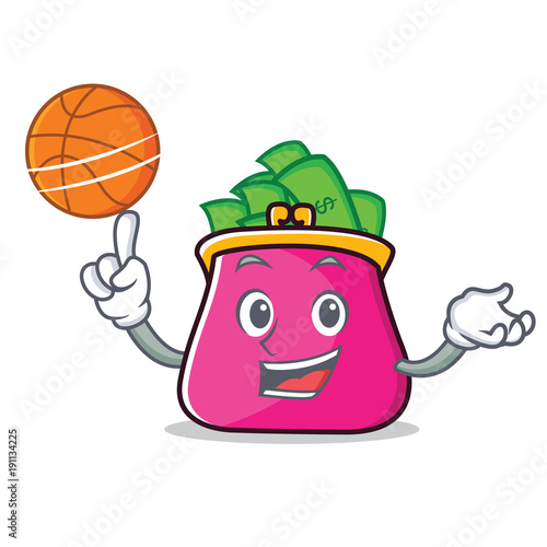 With basketball purse character cartoon style