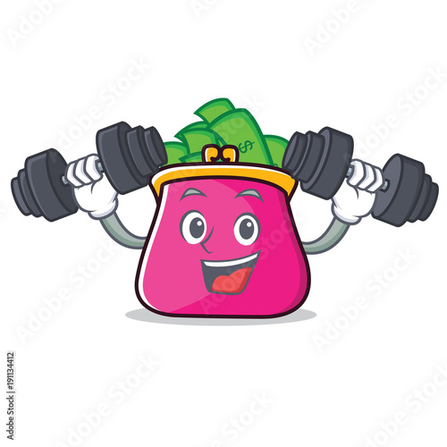 Fitness purse character cartoon style