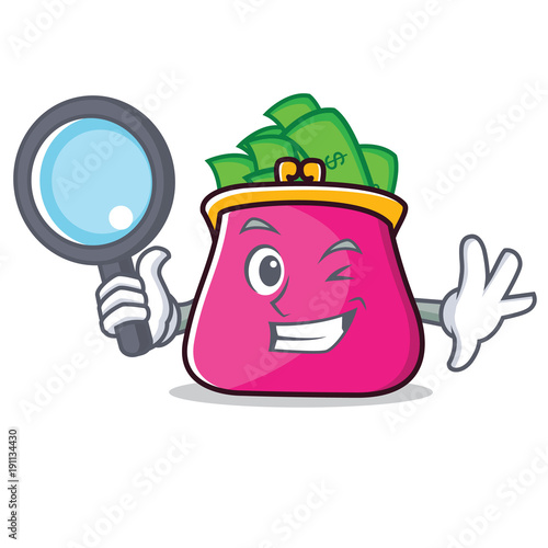 Detective purse character cartoon style