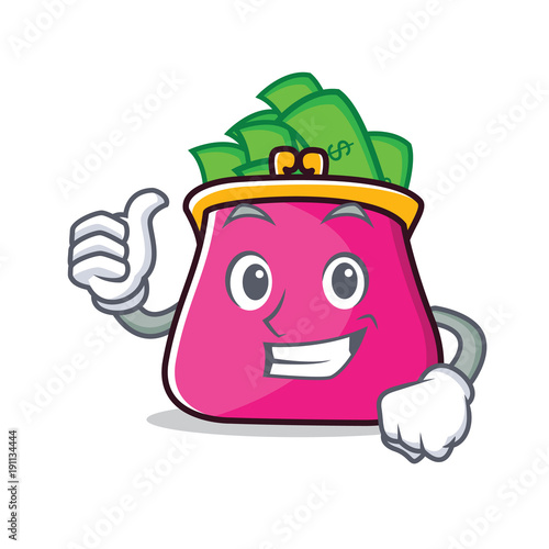 Thumbs up purse character cartoon style