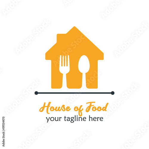 Modern Food Logo Design Template Vector Illustration. House of Food Logo for restaurant, cafe, cooking business