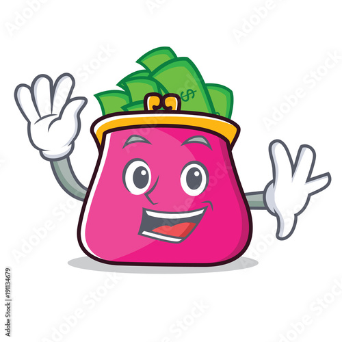 Waving purse character cartoon style